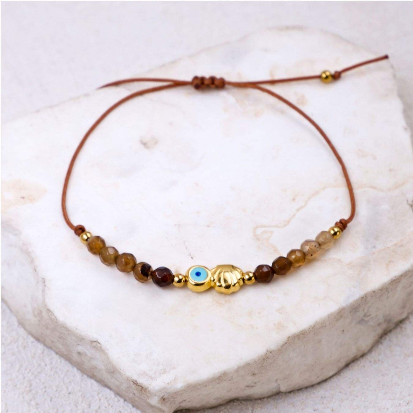 Macramé Bracelet with Evil Eye & Seashell | Color Select — Bracelets from Toolittle — additional view 3