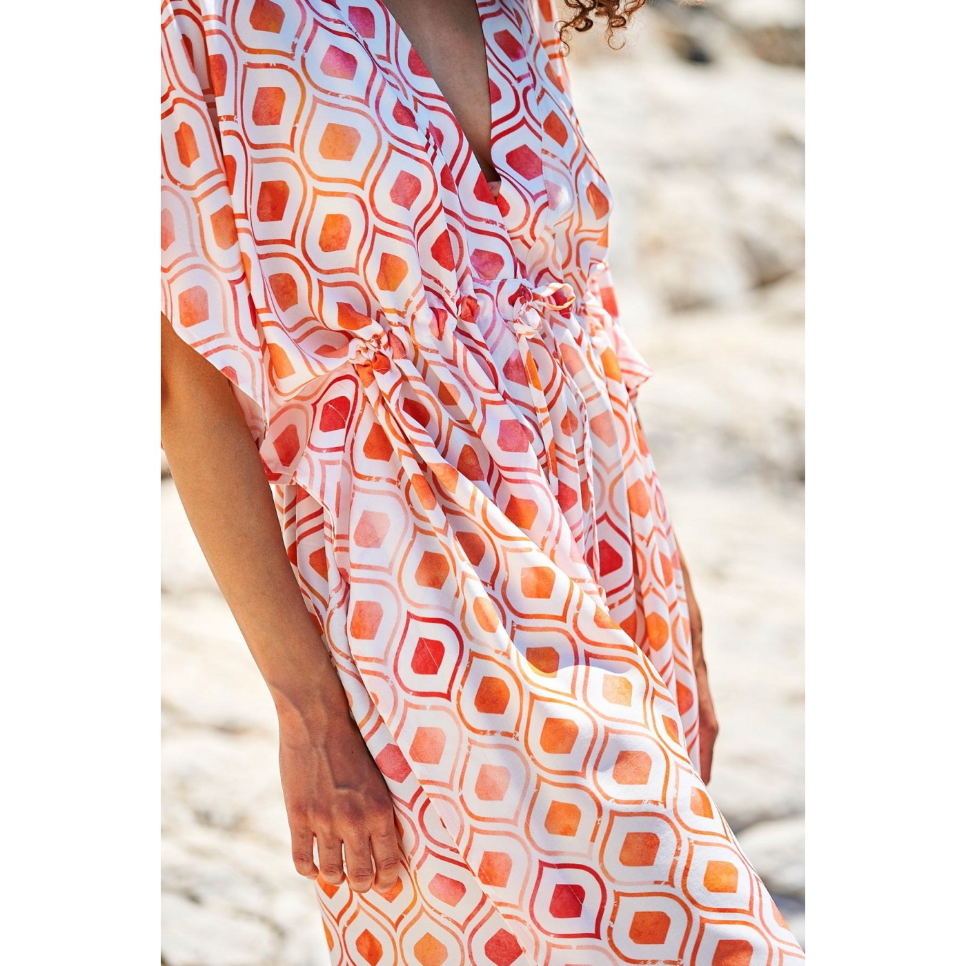 KOKKOSAMMOU Short caftan Morocco with front tie — Dresses from Toolittle — additional view 5