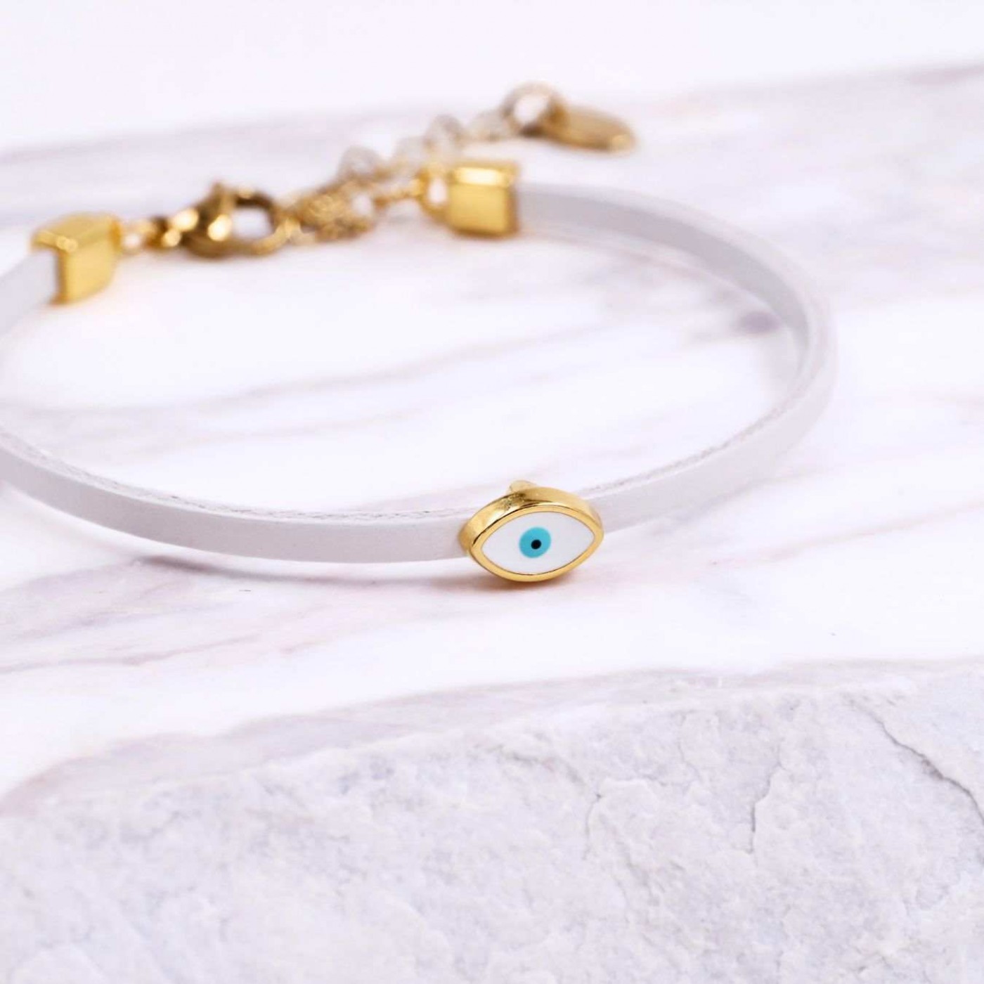 Women's Leather Bracelet | Enamelled Evil Eye — Bracelets from Toolittle — additional view 4