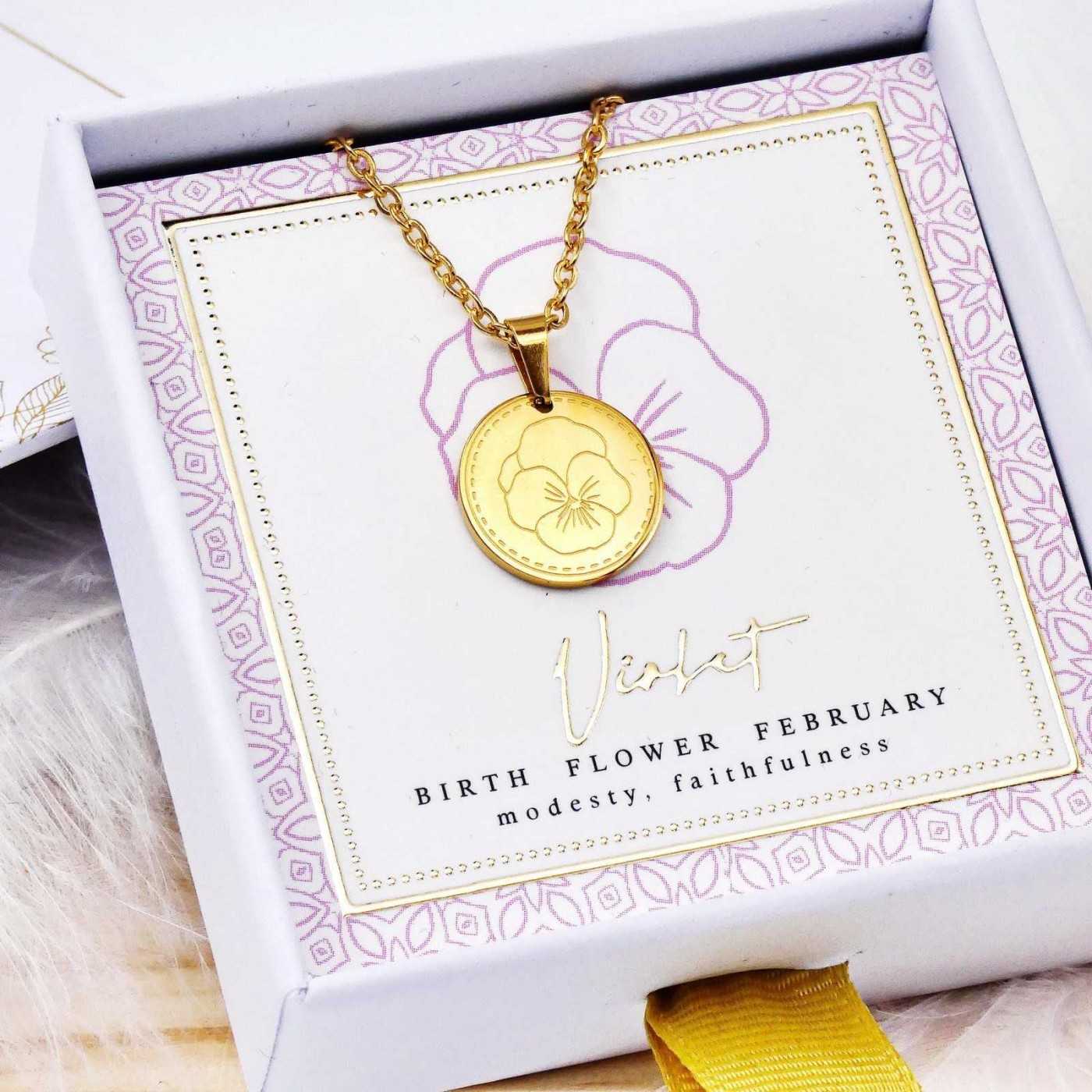 Birth Flower Necklace- Violet for February — Necklaces from Toolittle — additional view 5