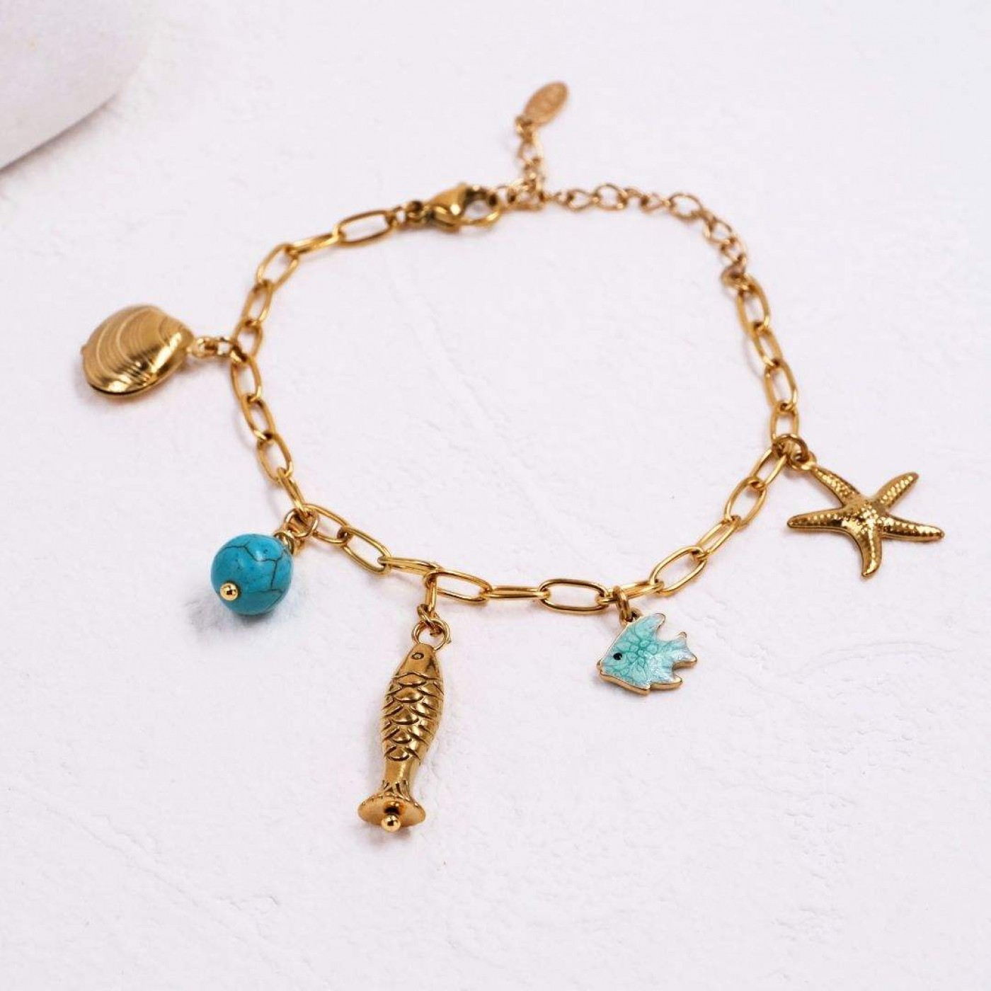 Stainless Steel Jewelry: Metal Fish & Fresh Water Pearl Bracelet — Bracelets from Toolittle — additional view 2
