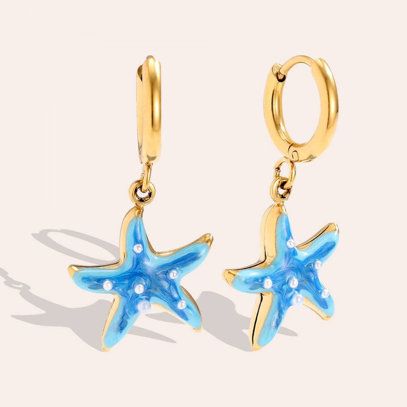 Stainless Steel | Starfish Hoop Earrings with Enamel