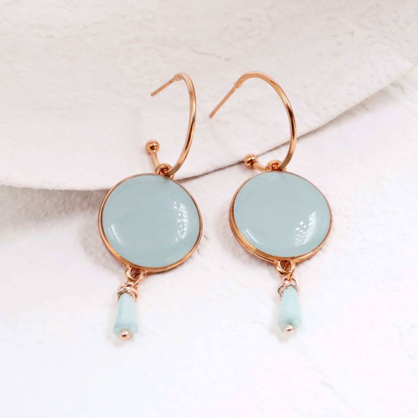Enamel Jewelry: Rose Gold-Plated Hoop Earrings