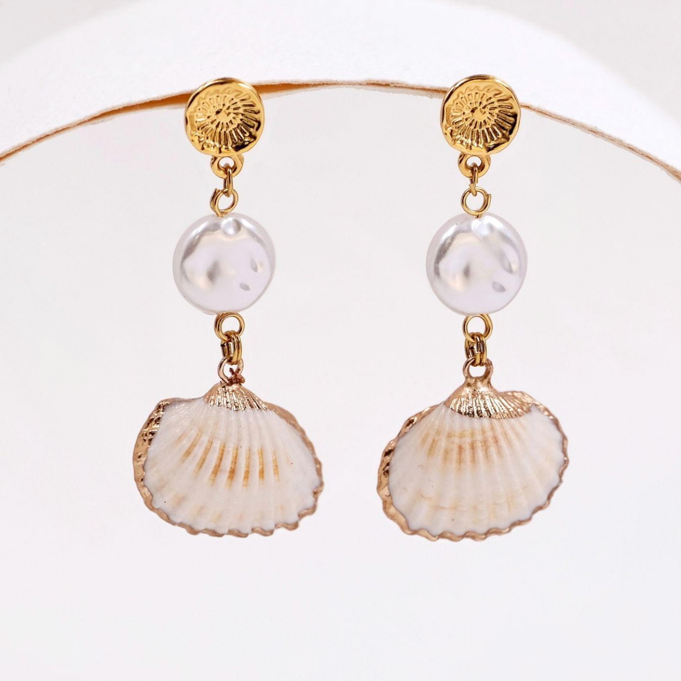 Gold-plated Earrings | Pearls & Sea Shells — Earrings from Toolittle — additional view 4