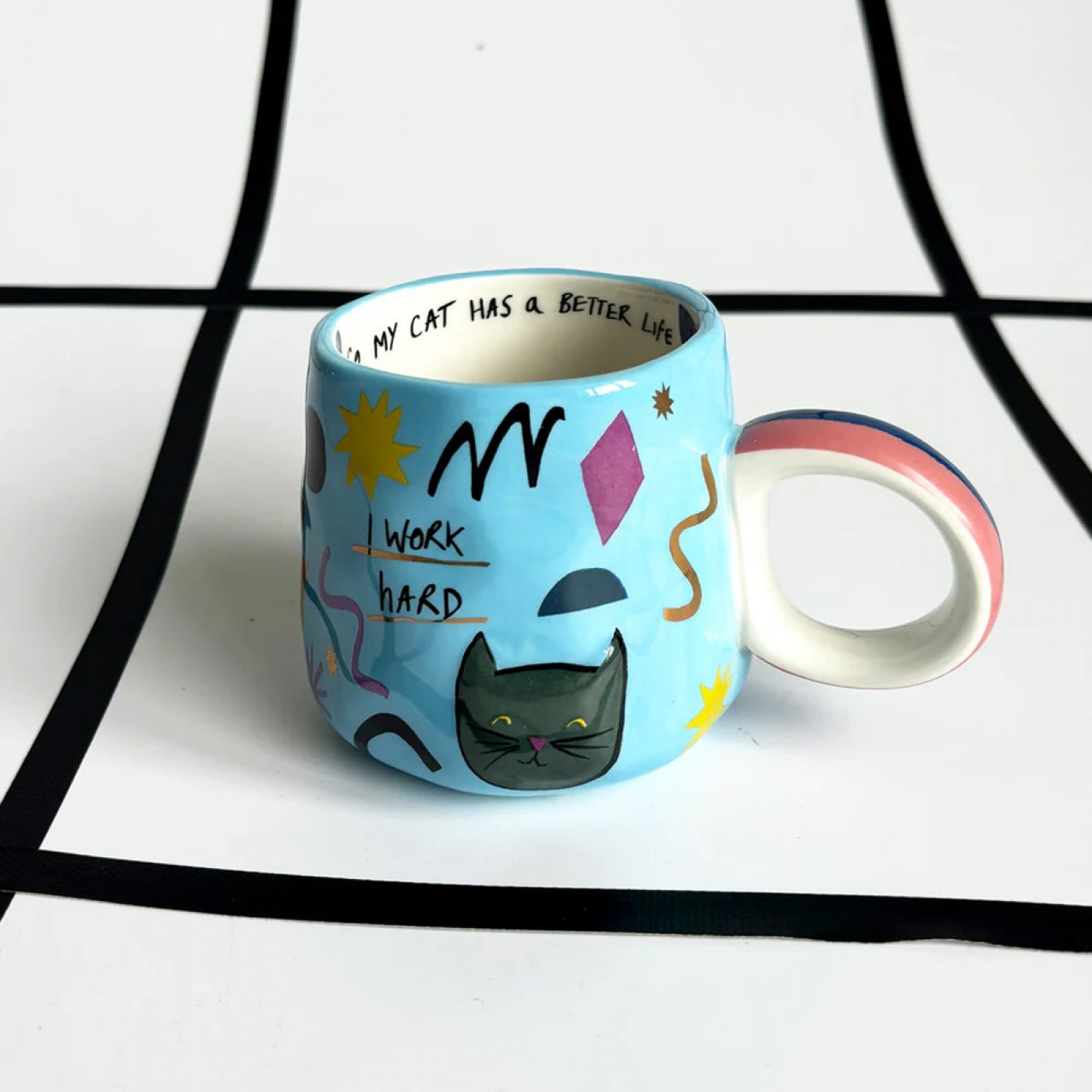 "I Work Hard" Cat Cup — Ceramics & pottery from Toolittle — additional view 2
