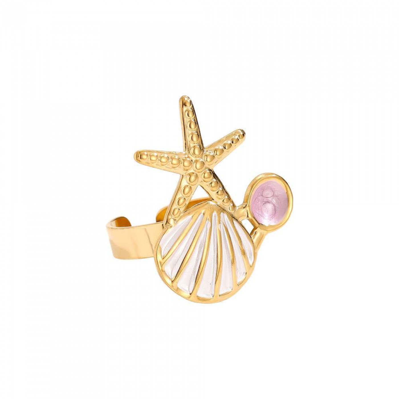 Gold-Plated Ring - Starfish & Enamelled Sea Shell — Rings from Toolittle — additional view 4