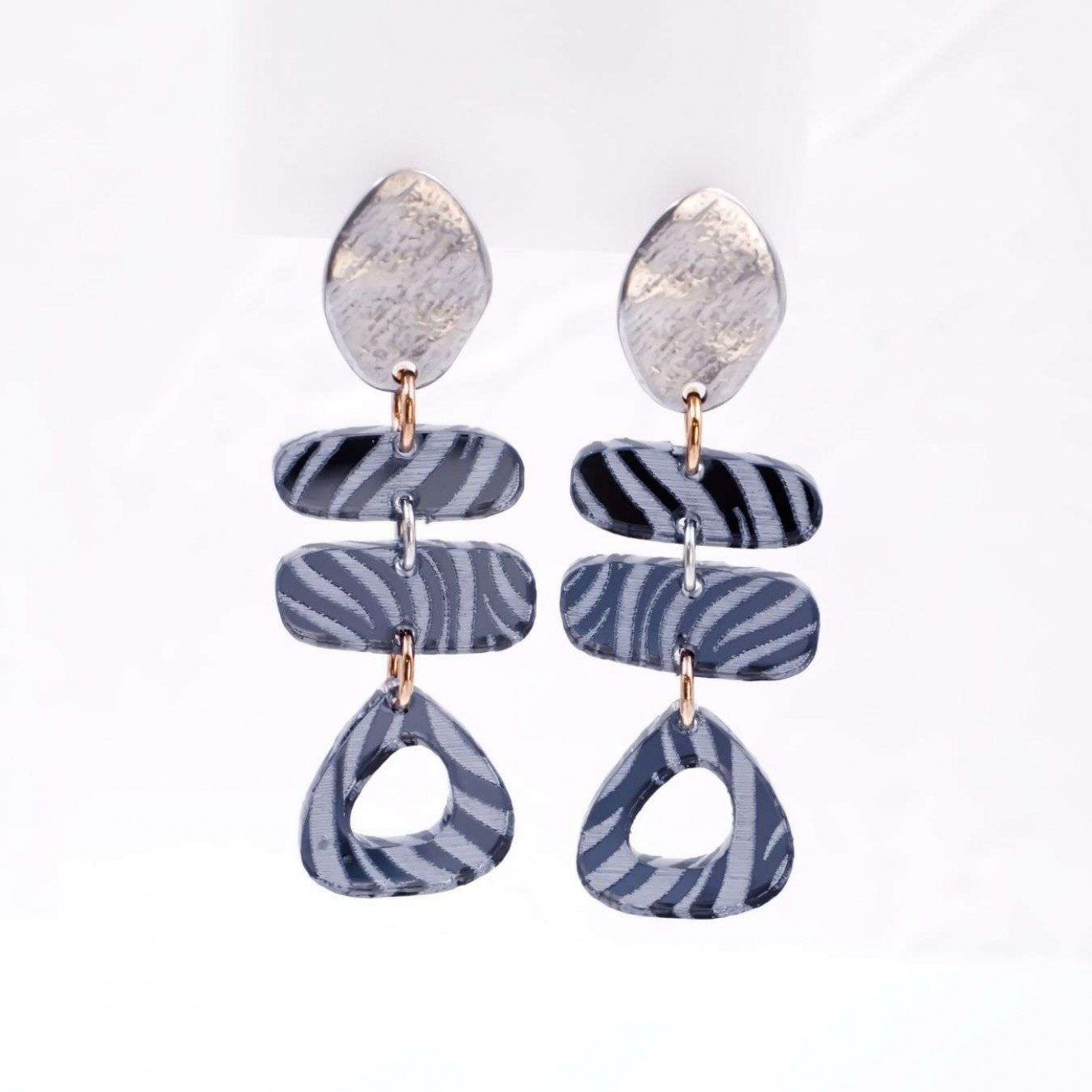 Dangle Earrings - Silver Plating & Animal Print — Earrings from Toolittle — additional view 2