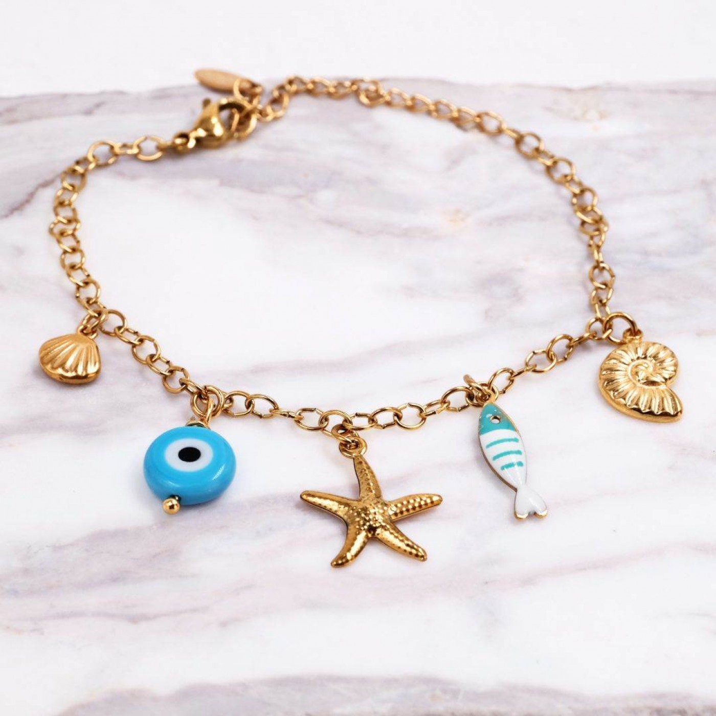 Stainless Steel Jewelry: Starfish & Fresh Water Pearl Bracelet — Bracelets from Toolittle — additional view 3
