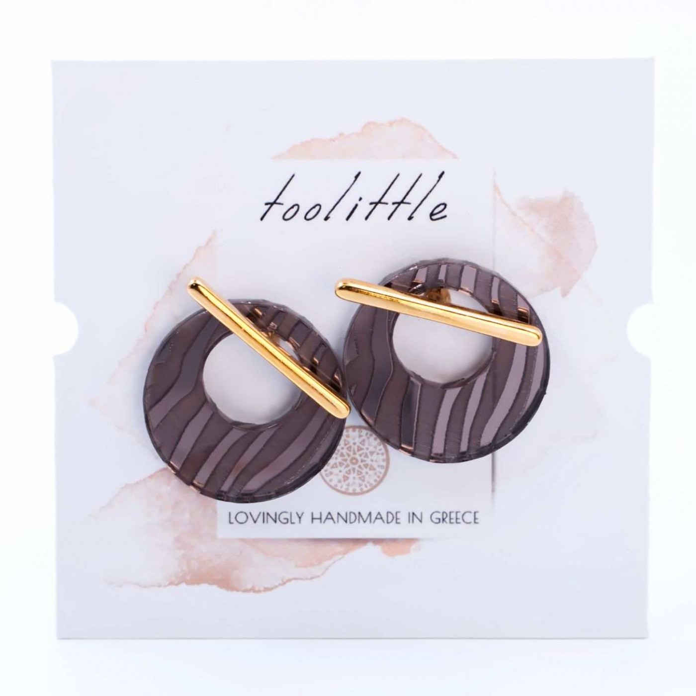 Stud Earrings with Golden Bar - Animal Print — Earrings from Toolittle — additional view 3