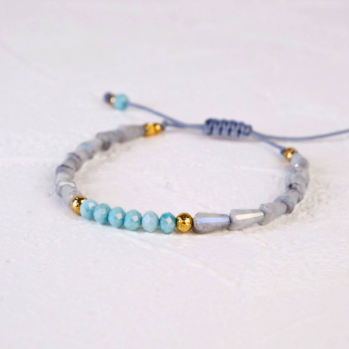 Macramé Bracelet with Crystals & Semiprecious Stones | Grey — Bracelets from Toolittle — additional view 5