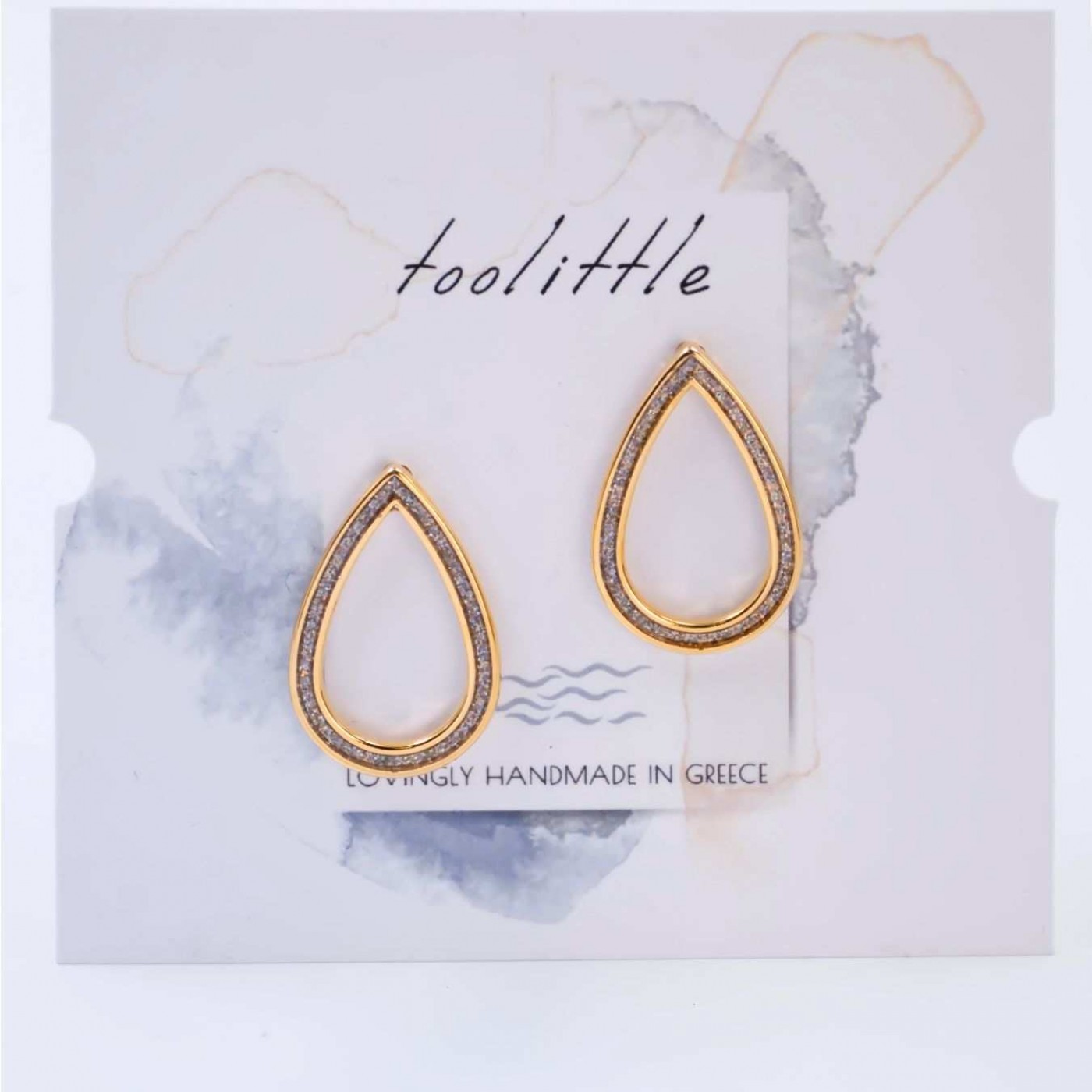 Teardrop Earrings - Gold Plated with Glittered Enamel