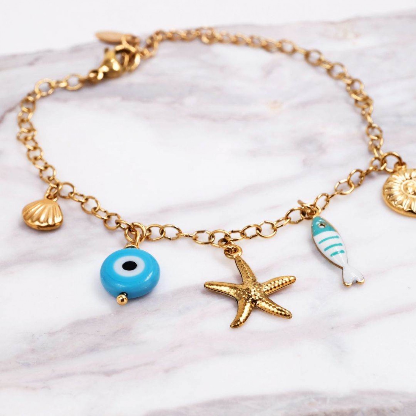 Stainless Steel Jewelry: Starfish & Fresh Water Pearl Bracelet — Bracelets from Toolittle — additional view 7