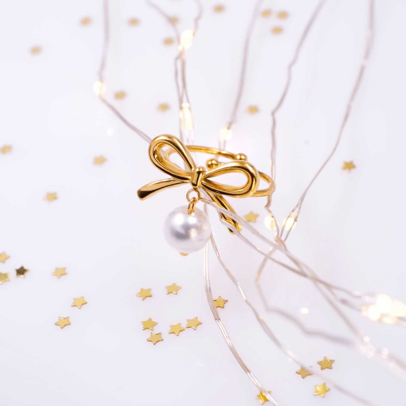 Gold-Plated Ring- Stainless Steel & Pearl — Rings from Toolittle — additional view 6