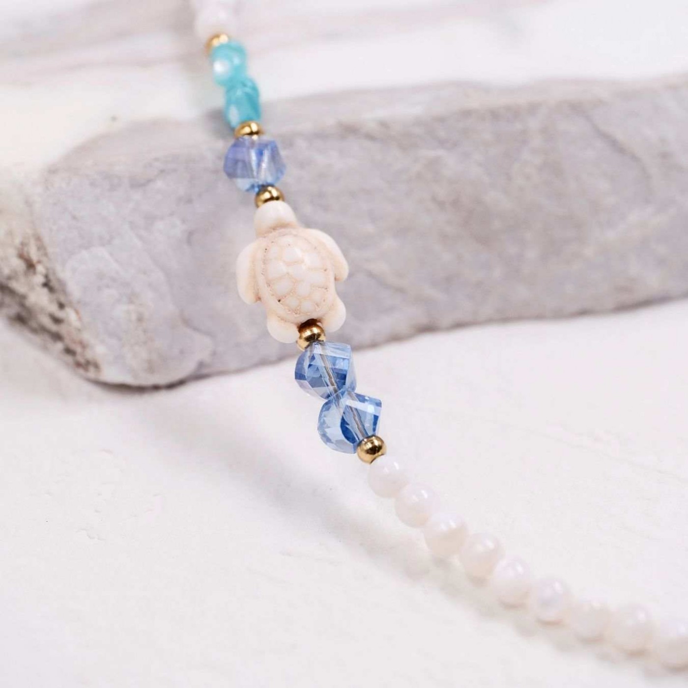 Summer Necklace | Stones & Ceramic Evil Eye - Color Option — Necklaces from Toolittle — additional view 4