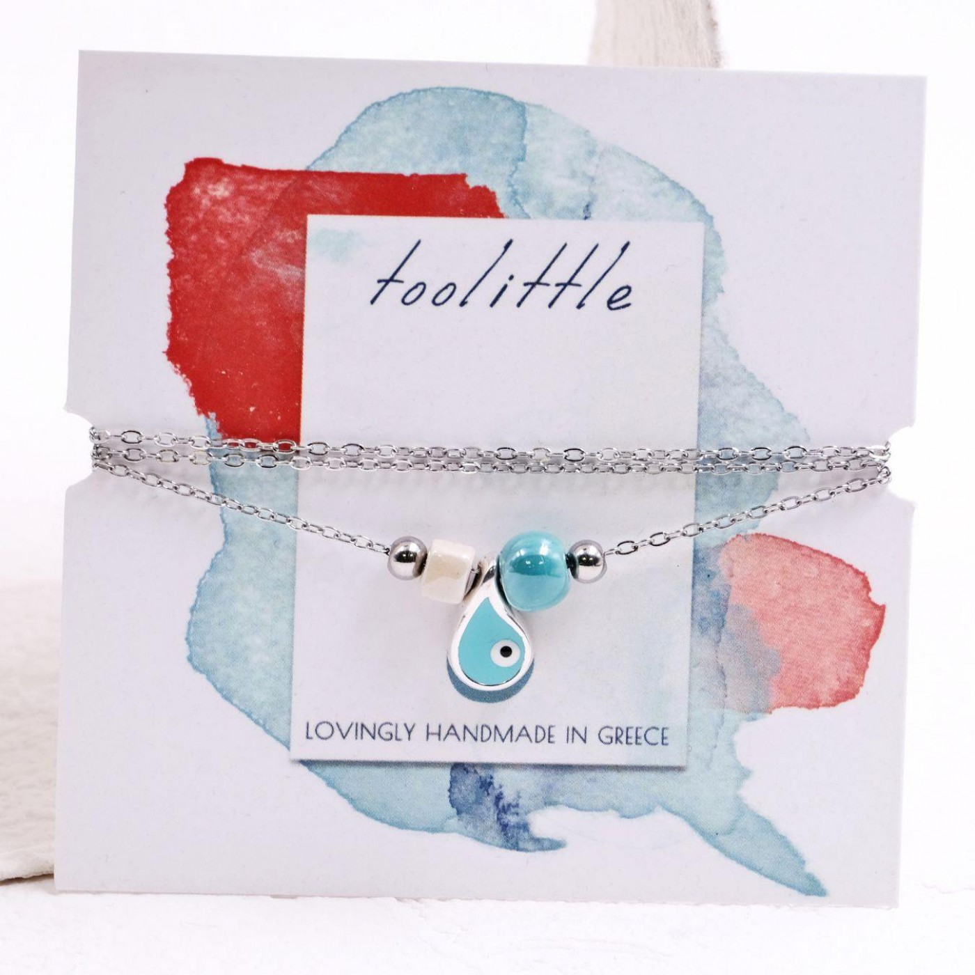 Silver/Gold-plated Necklace: Enamelled Evil Eye-Drop — Necklaces from Toolittle — additional view 7
