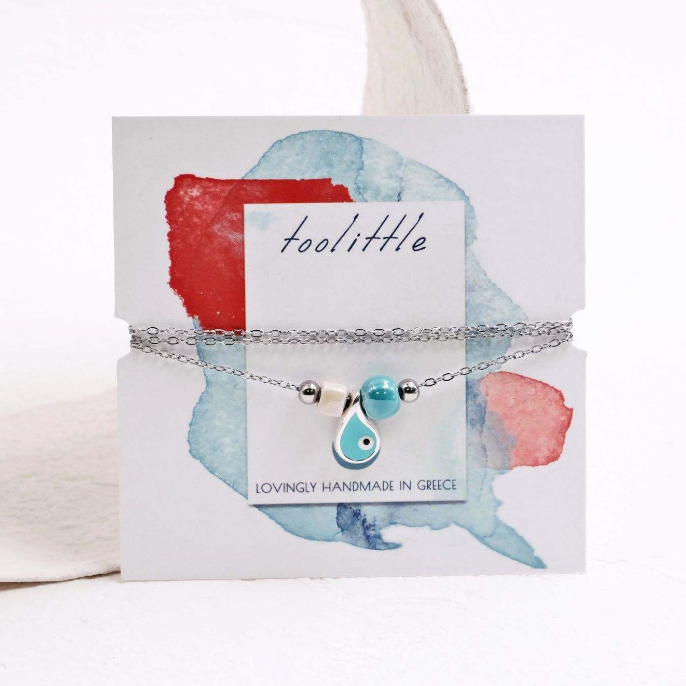 Silver/Gold-plated Necklace: Enamelled Evil Eye-Drop — Necklaces from Toolittle — additional view 2