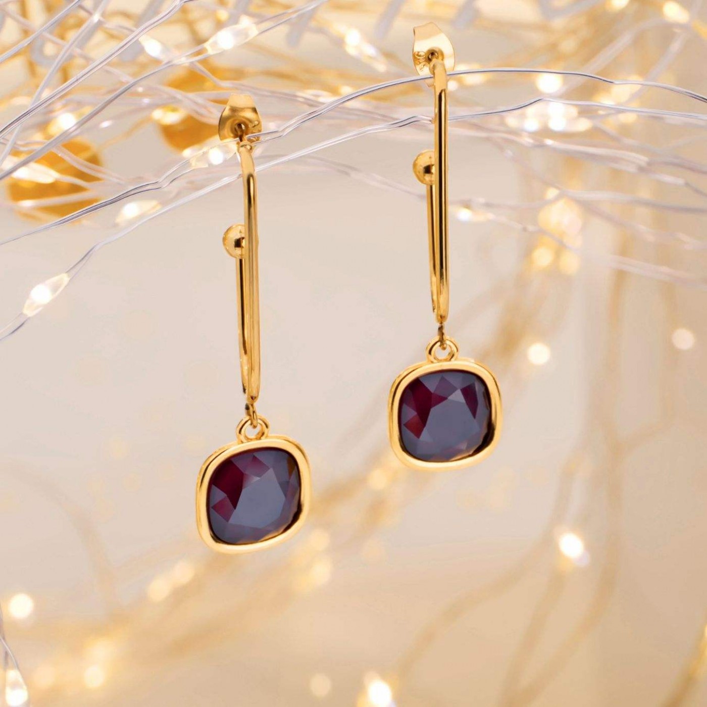 Crystal Collection: Gold-Plated Dangle Earrings
