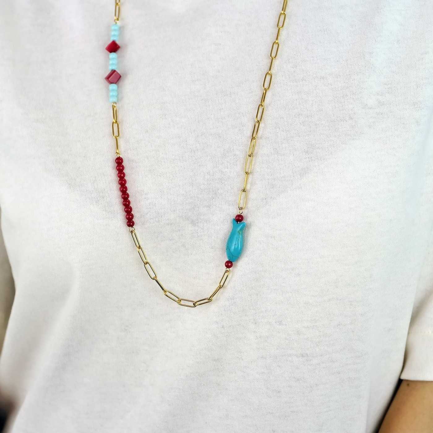Necklace with corals and howlite — Necklaces from Toolittle — additional view 3