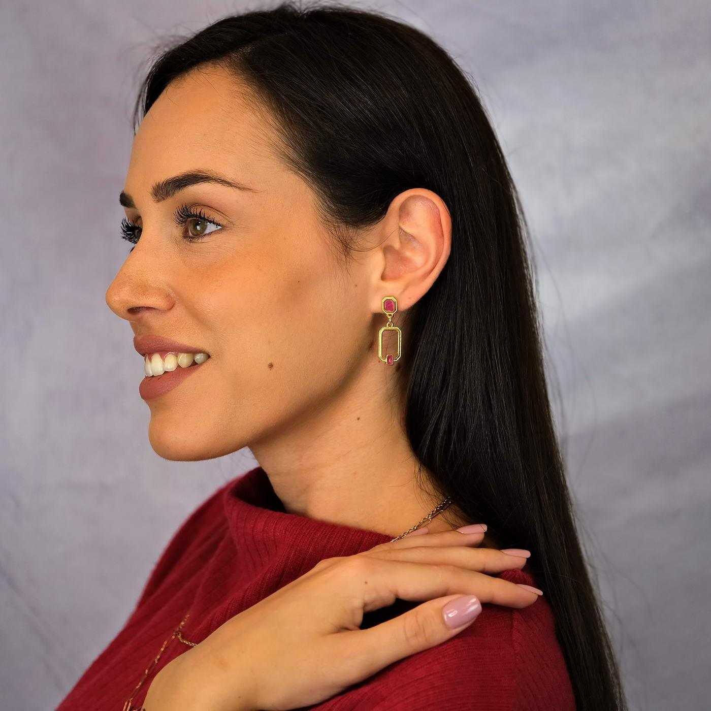 Gold-plated earrings with enamel — Earrings from Toolittle — additional view 7