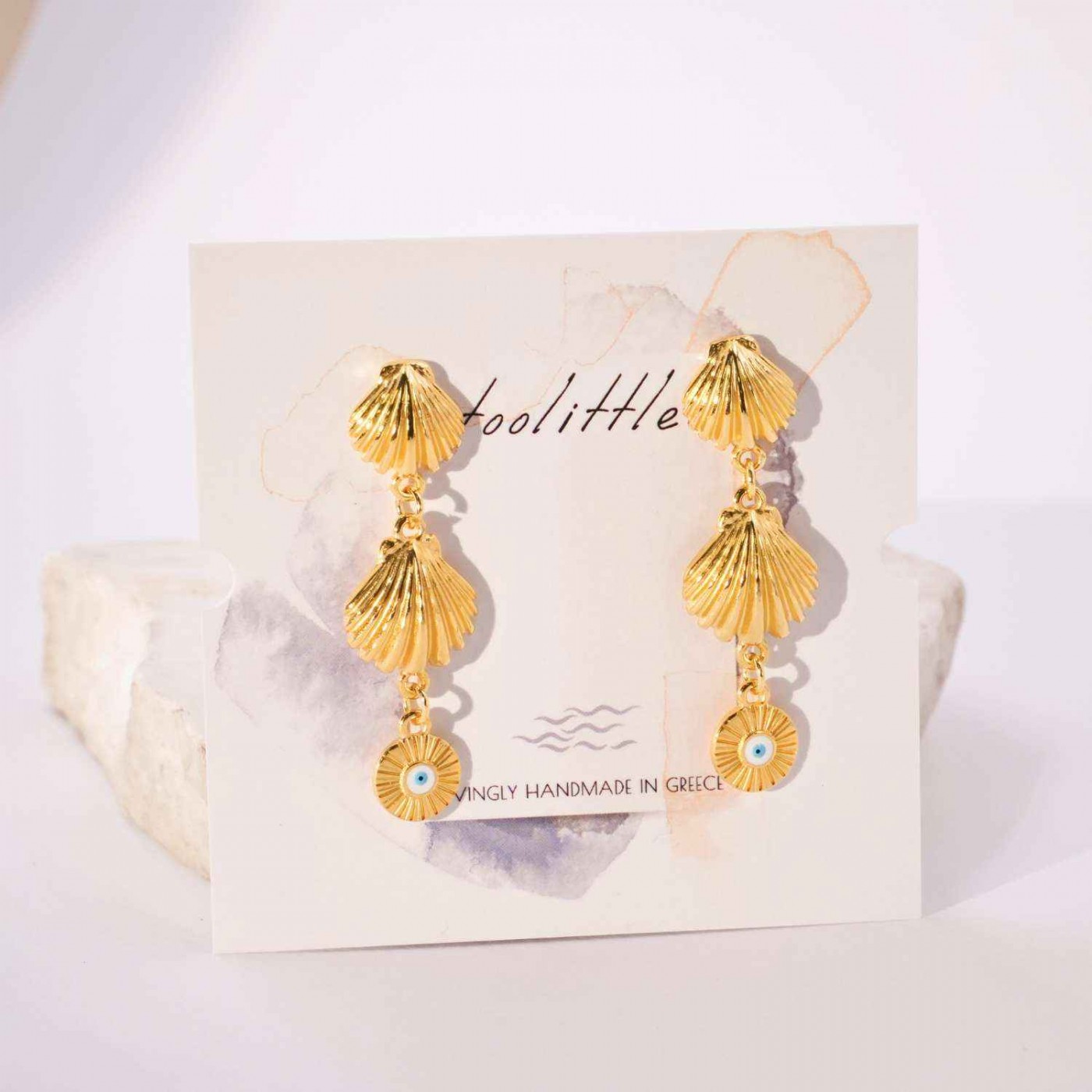 Gold-plated Sea Shell Earrings — Earrings from Toolittle — additional view 4