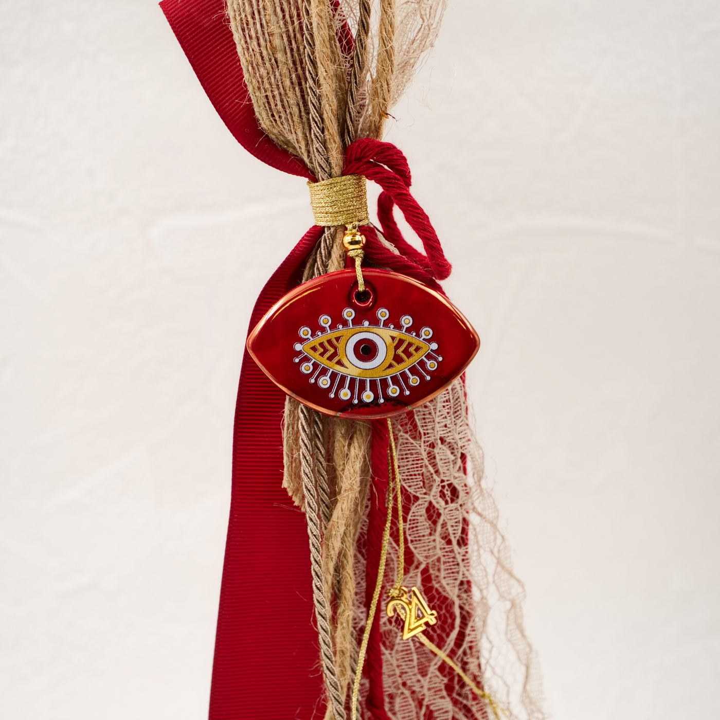 Christmas Lucky Charm with Ceramic Evil Eye