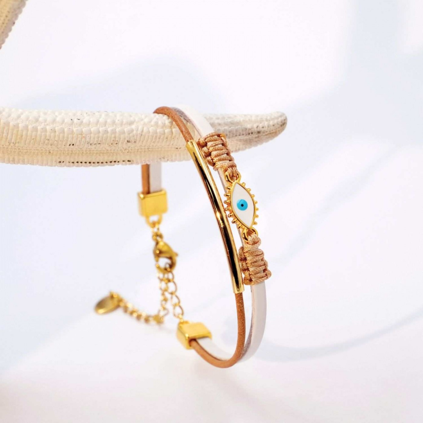 Leather Bracelet with Evil Eye — Bracelets from Toolittle — additional view 3