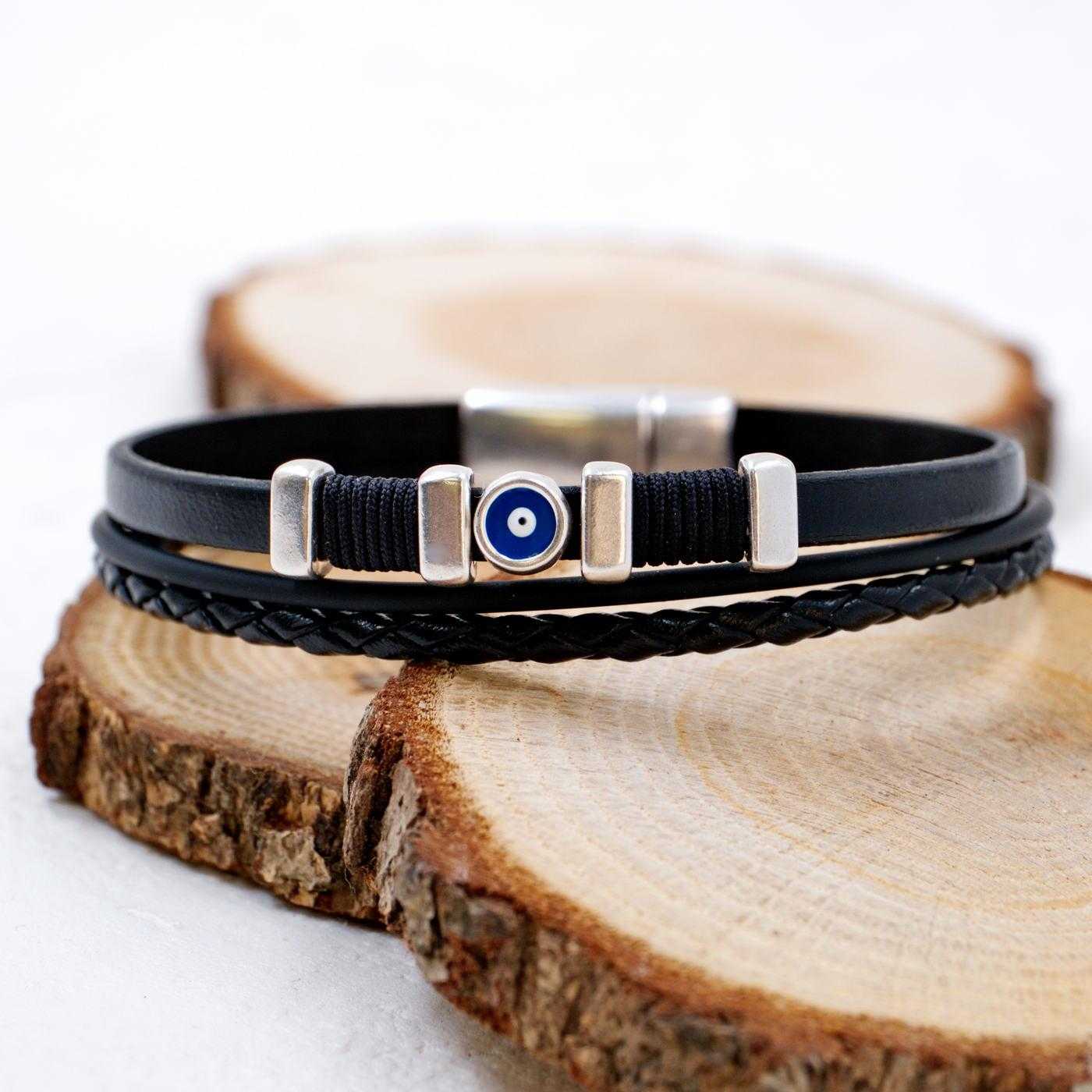 Evil Eye Leather Men's Bracelet — Bracelets from Toolittle — additional view 6