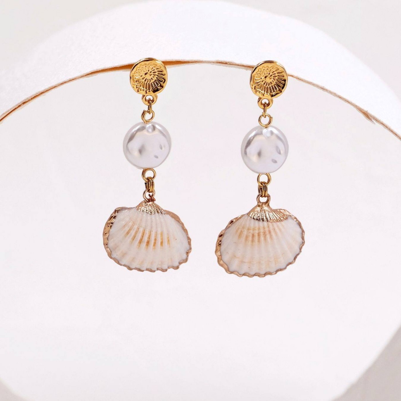 Gold-plated Earrings | Pearls & Sea Shells — Earrings from Toolittle — additional view 6