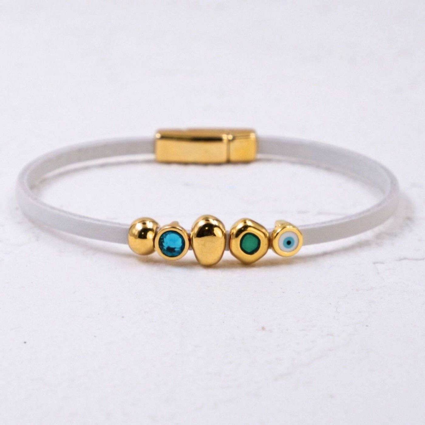 Evil Eye & Crystals Leather Bracelet | Handmade — Bracelets from Toolittle — additional view 2