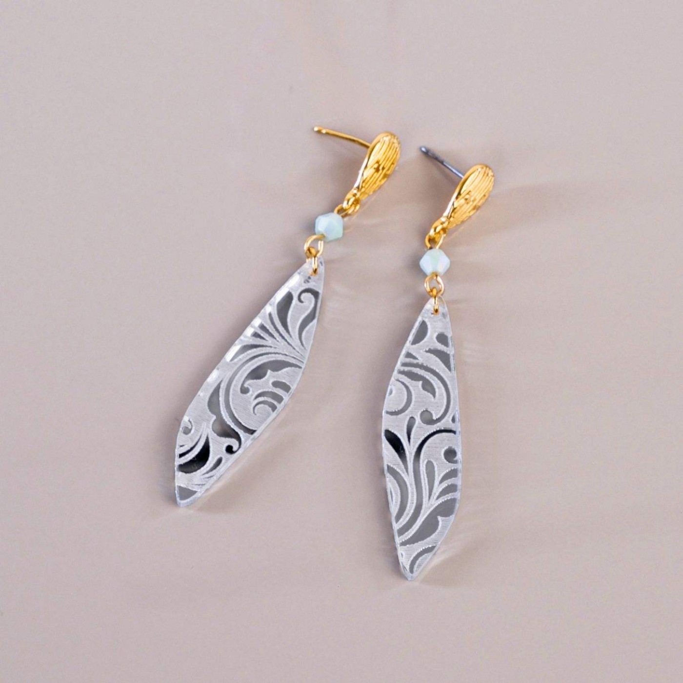 Golden Earrings | Plexiglass with Pattern — Earrings from Toolittle — additional view 5