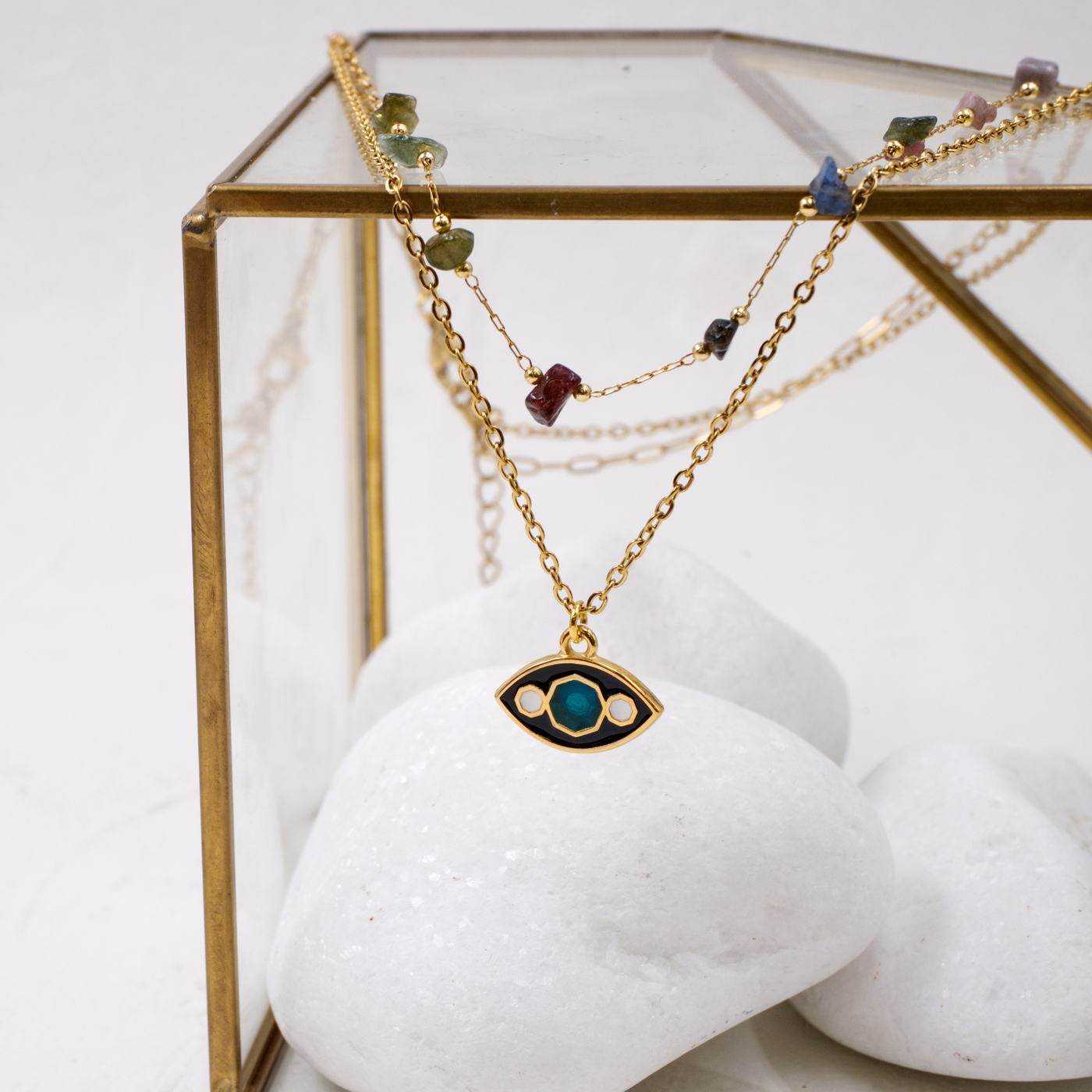 Enamel Eye Layered Necklace — Necklaces from Toolittle — additional view 5