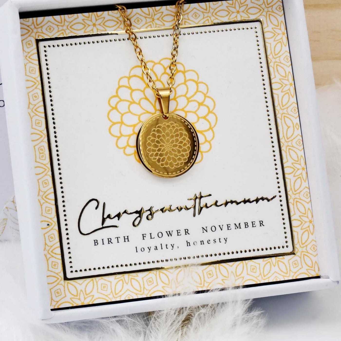Birth Flower Necklace- Chrysanthemum for November — Necklaces from Toolittle — additional view 5