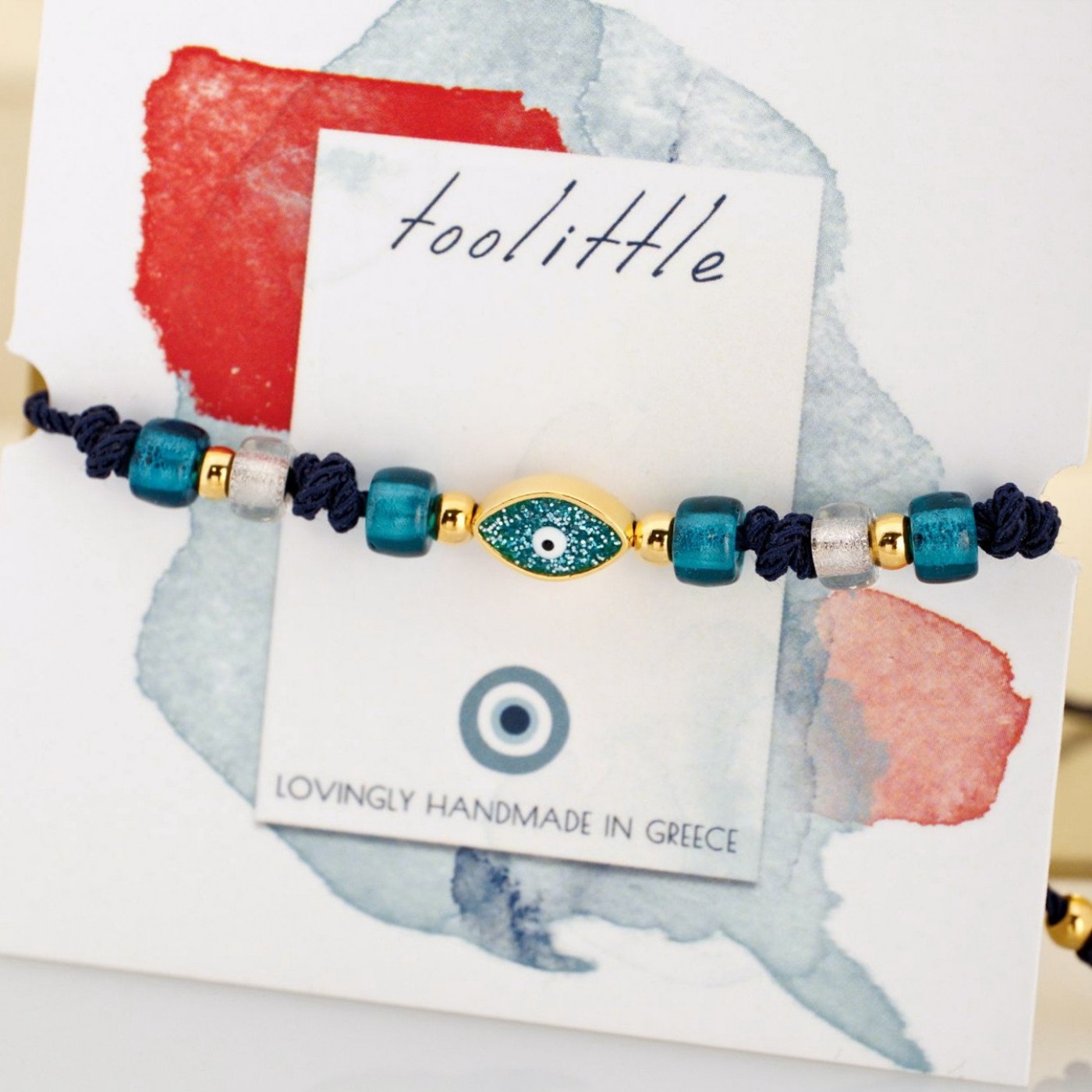 Gold-plated Macrame Bracelet - Evil Eye & Enamel — Bracelets from Toolittle — additional view 3