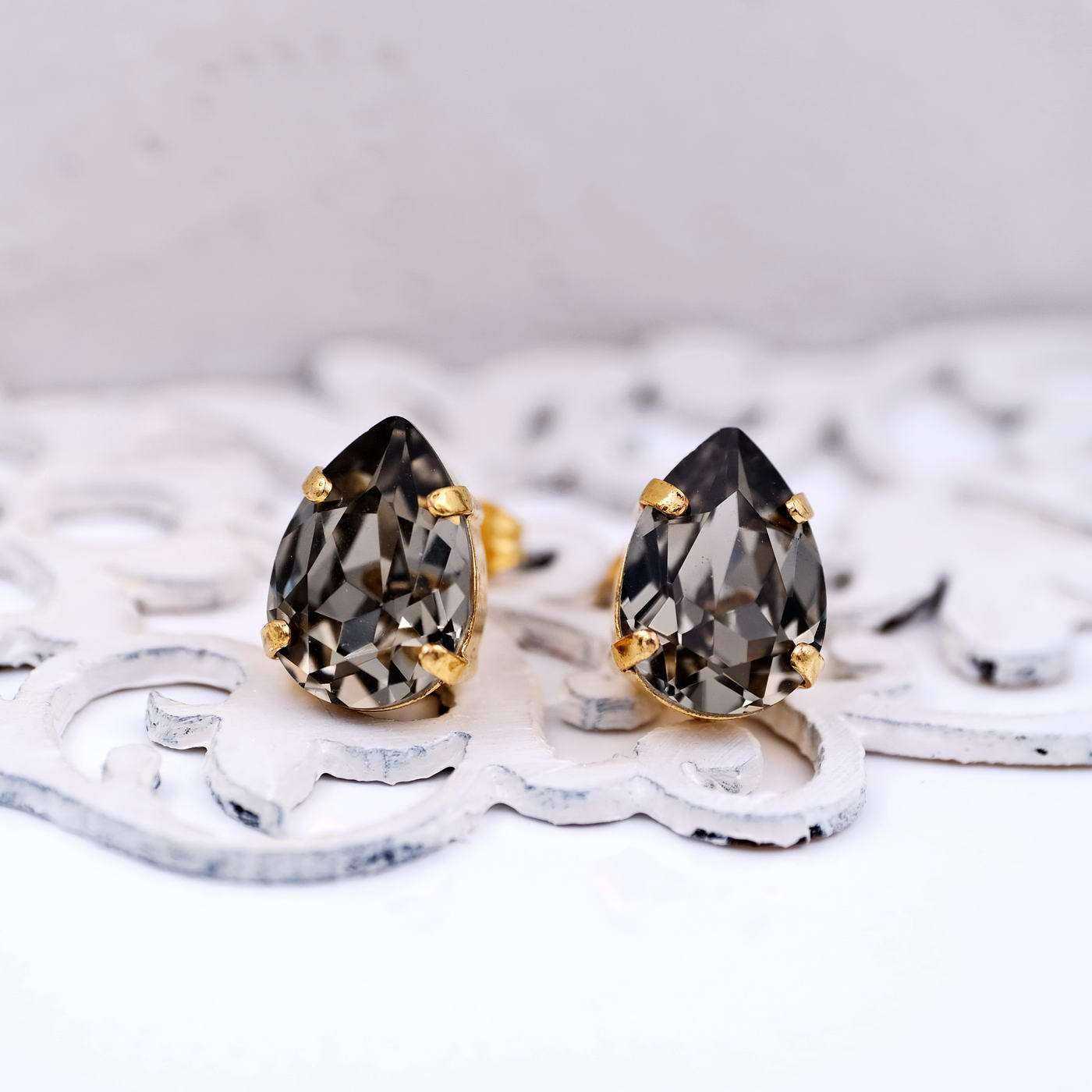Stud earrings with crystals — Earrings from Toolittle — additional view 2