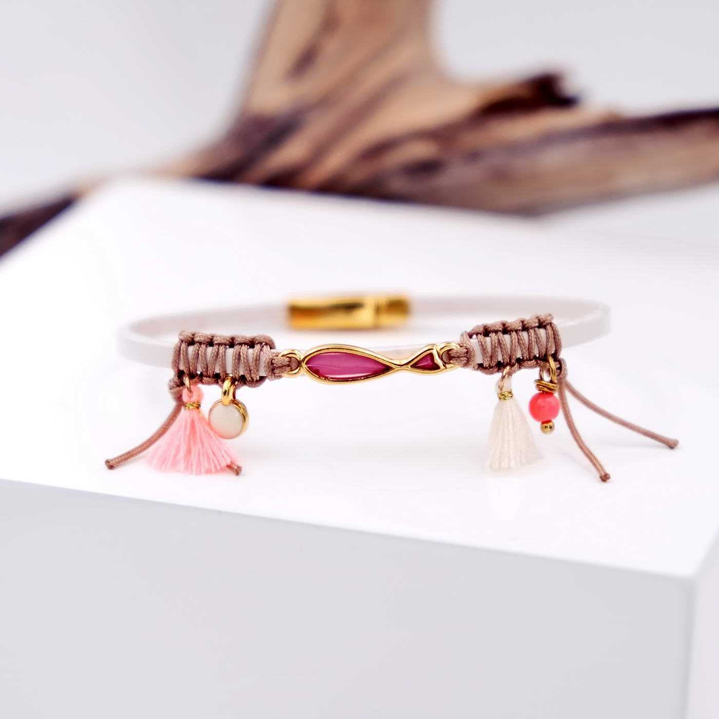 Leather bracelet with vitraux glass — Bracelets from Toolittle — additional view 2