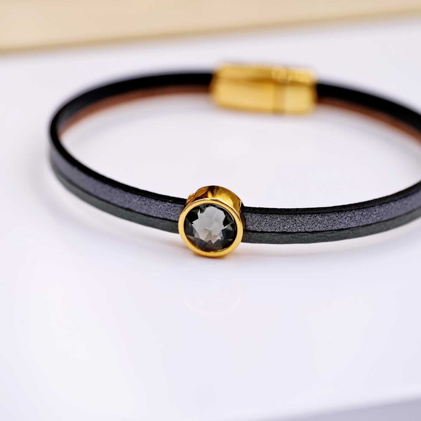 Leather bracelet with crystal — Bracelets from Toolittle — additional view 4
