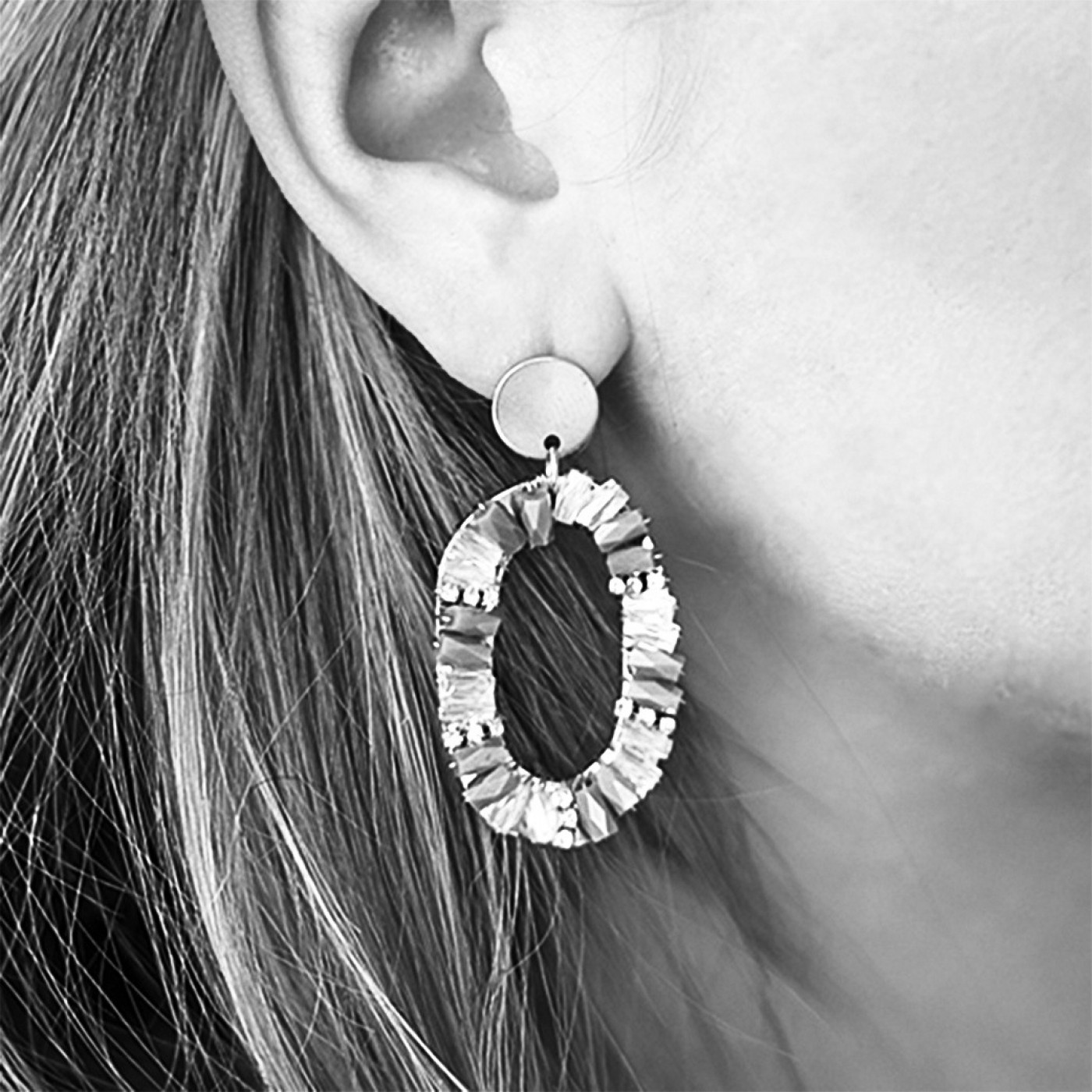 Steel & Crystals Oval Earrings — Earrings from Toolittle — additional view 3