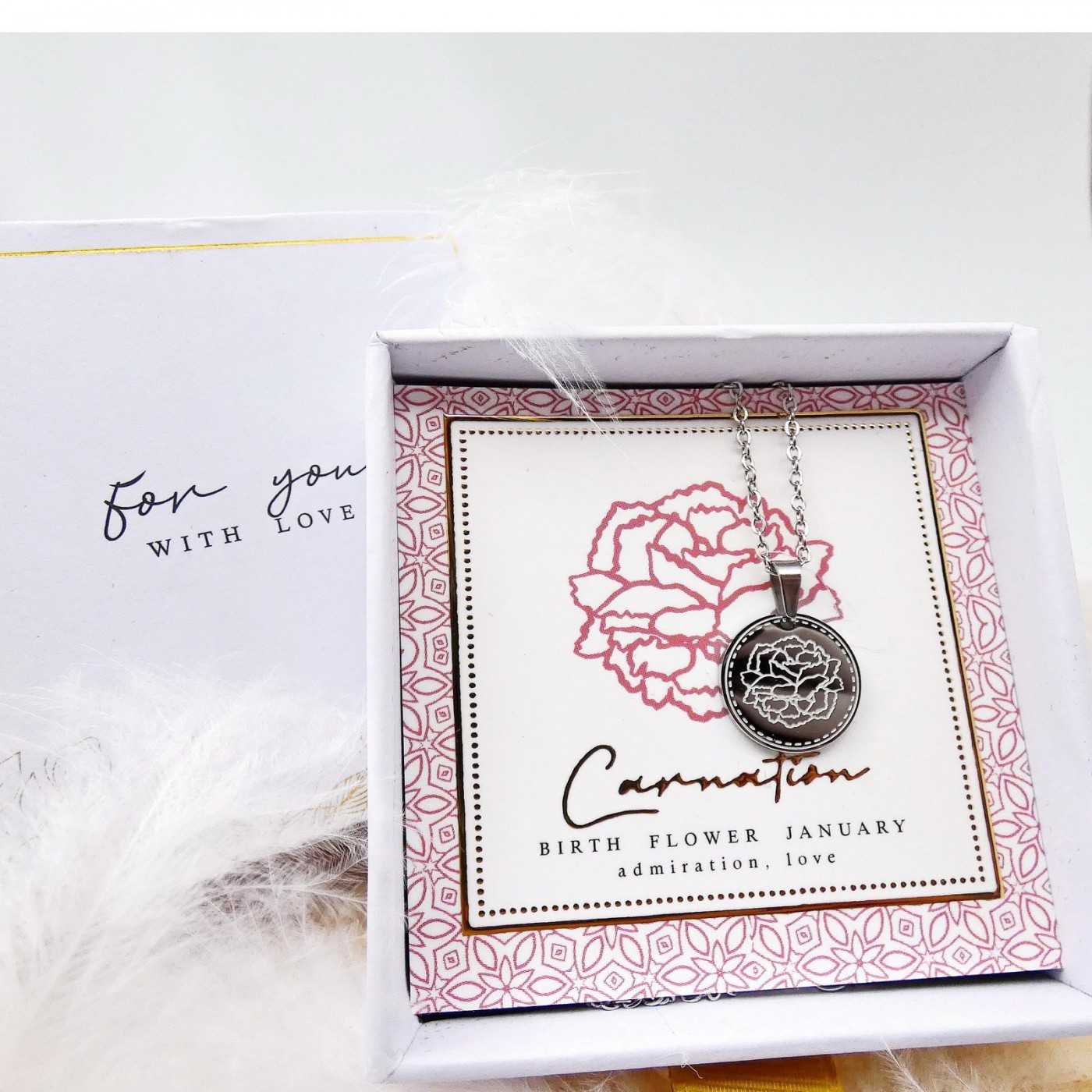 Birth Flower Necklace- Carnation for January — Necklaces from Toolittle — additional view 5