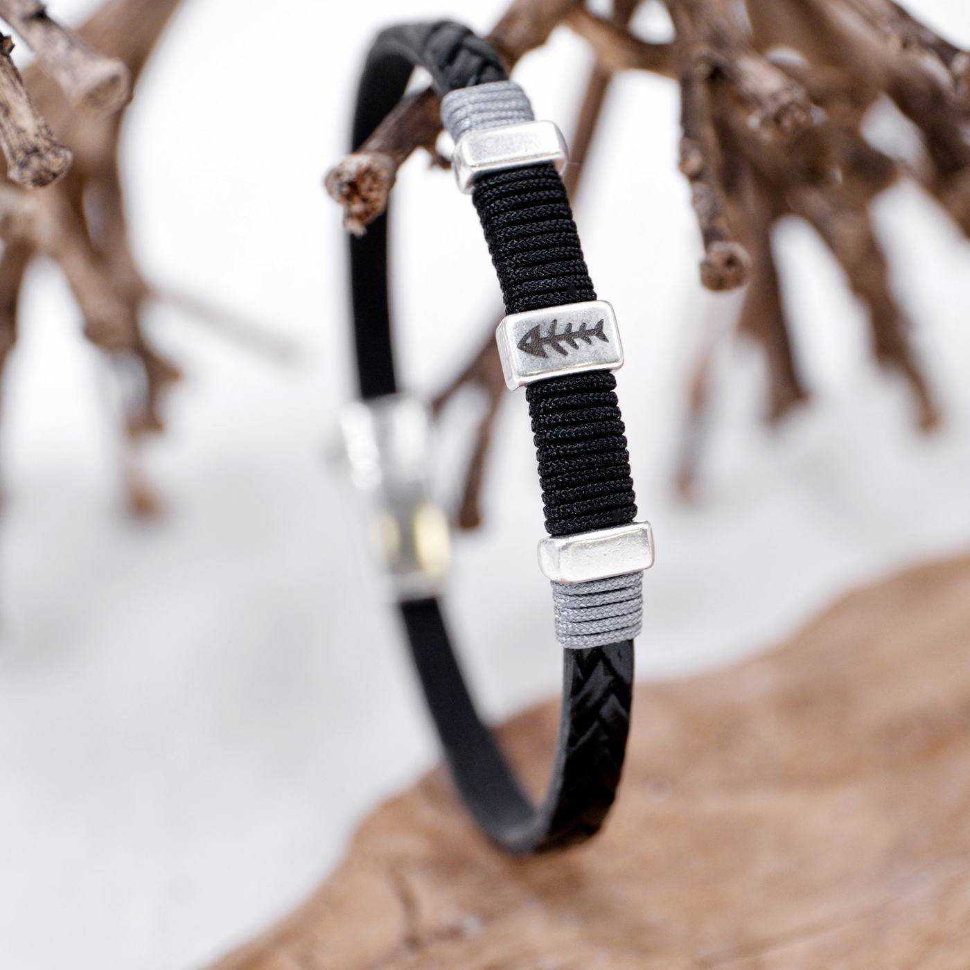 Fishbone PU Leather Men's Bracelet — Bracelets from Toolittle — additional view 3