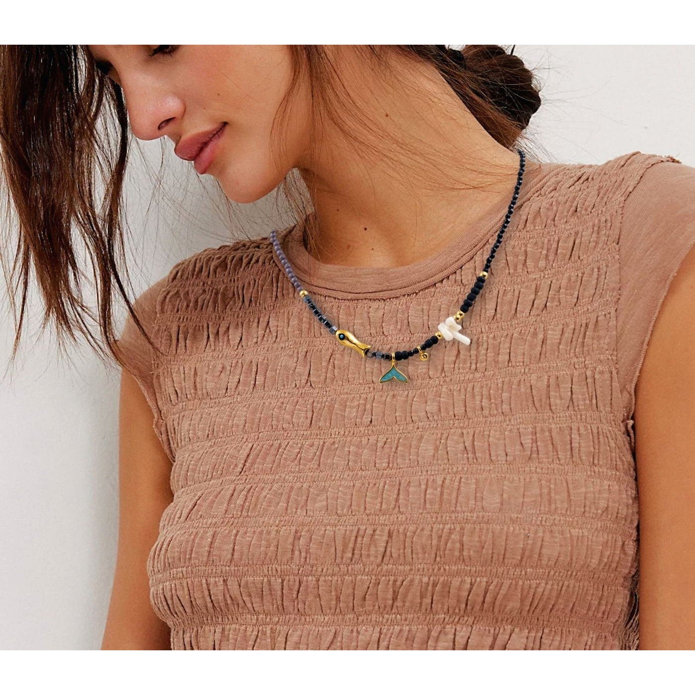 Coral & Stones Short Necklace — Necklaces from Toolittle — additional view 2