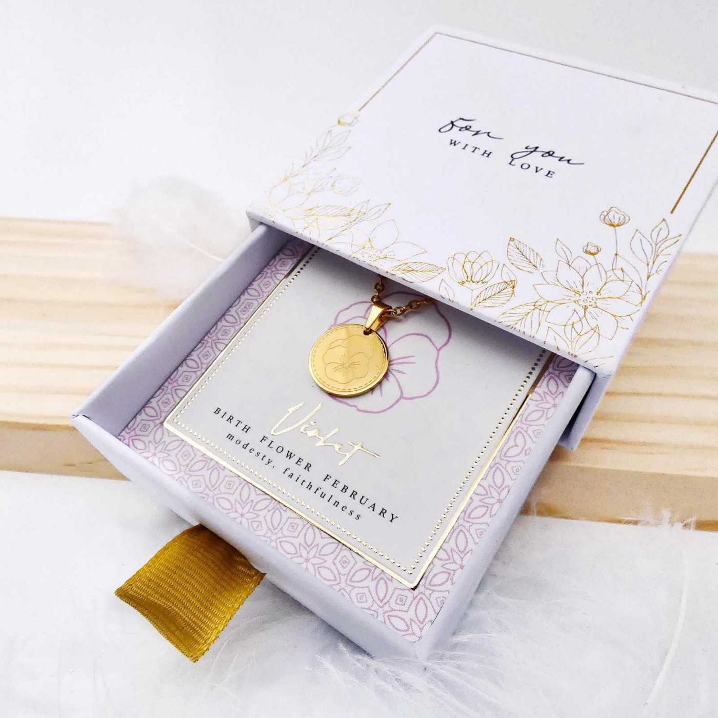Birth Flower Necklace- Violet for February — Necklaces from Toolittle — additional view 3