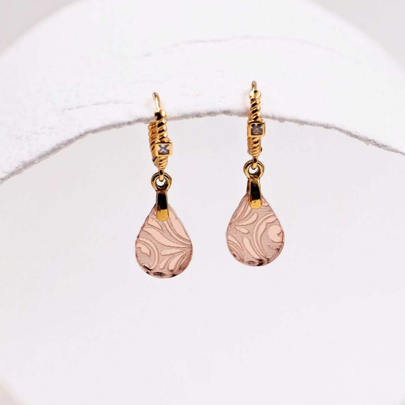 Drop Earrings | Plexiglass with Pattern - Salmon — Earrings from Toolittle — additional view 3