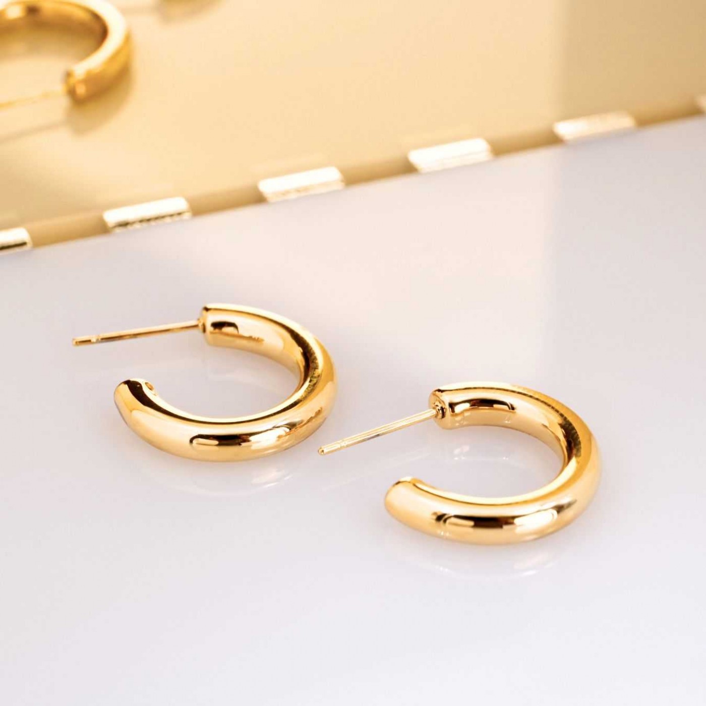 Gold-Plated Hoop Earrings – Elegant Essentials — Earrings from Toolittle — additional view 3