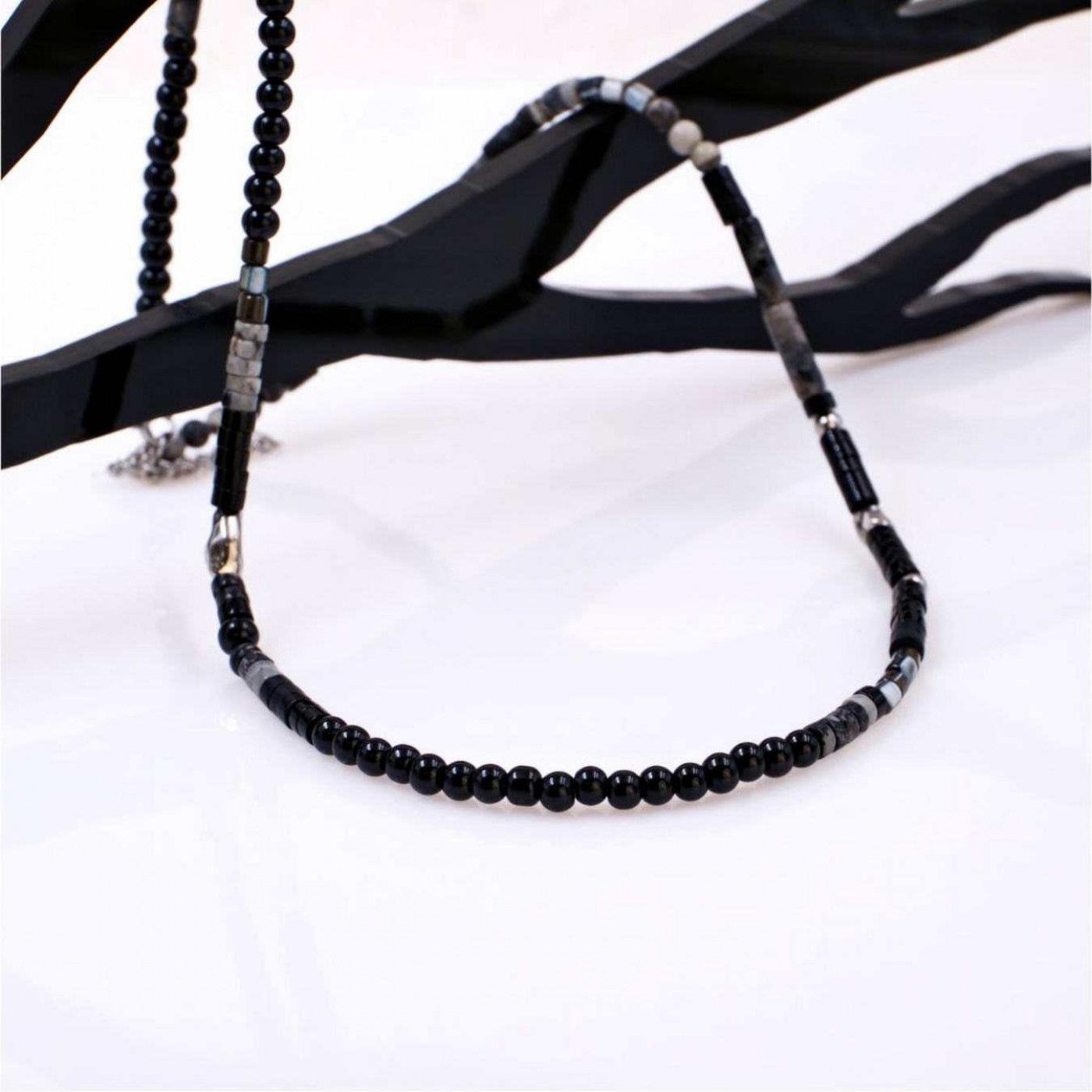 Men's Necklace - Stainless Steel & Agate