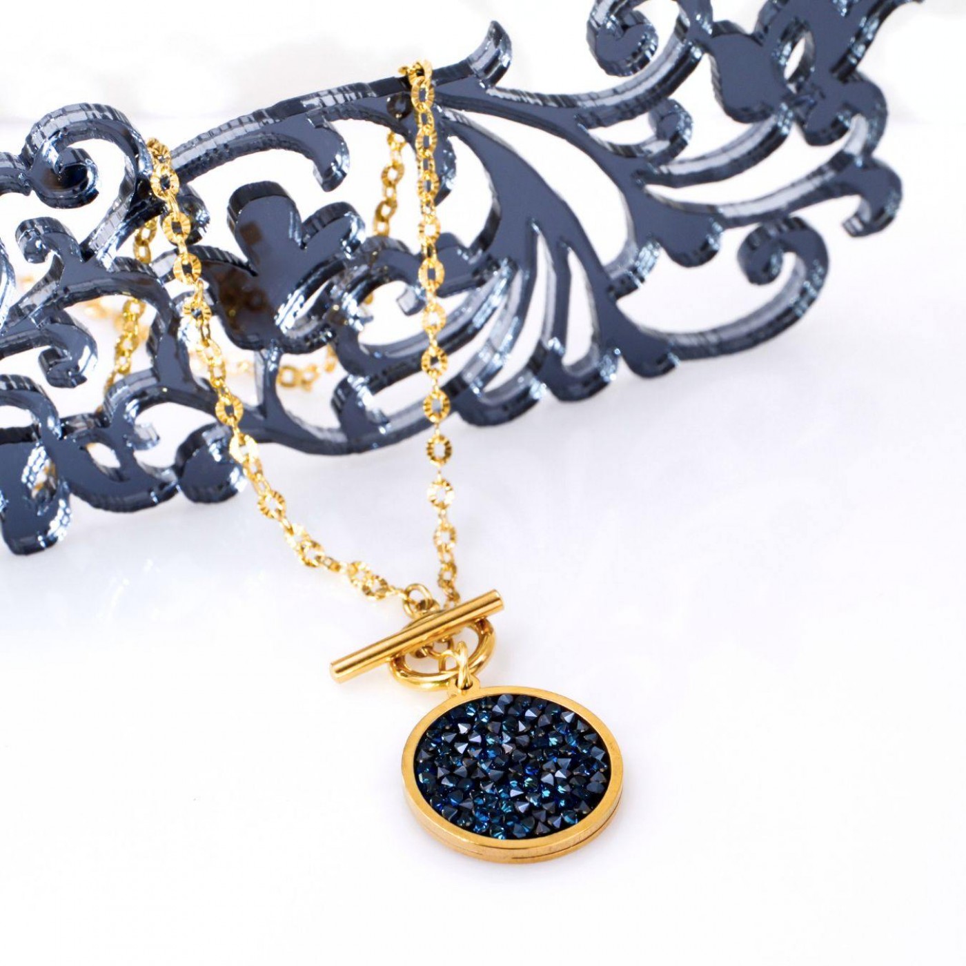 Steel Gold-plated Pendant- Swarovski Fine Rocks