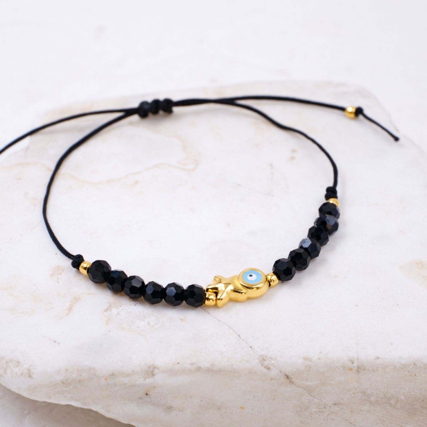 Macramé Bracelet with Gold-Plated Evil Eye & Starfish | Handmade — Bracelets from Toolittle — additional view 3