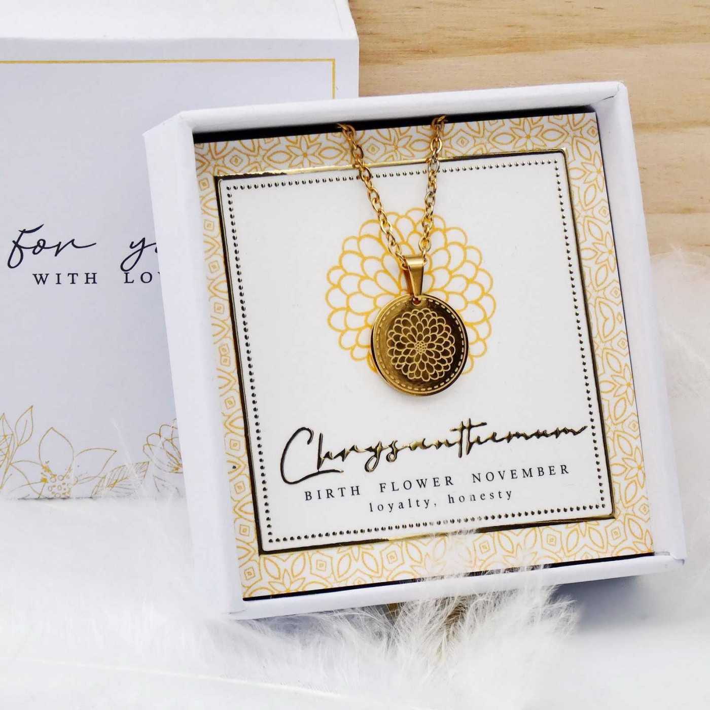 Birth Flower Necklace- Chrysanthemum for November — Necklaces from Toolittle — additional view 3