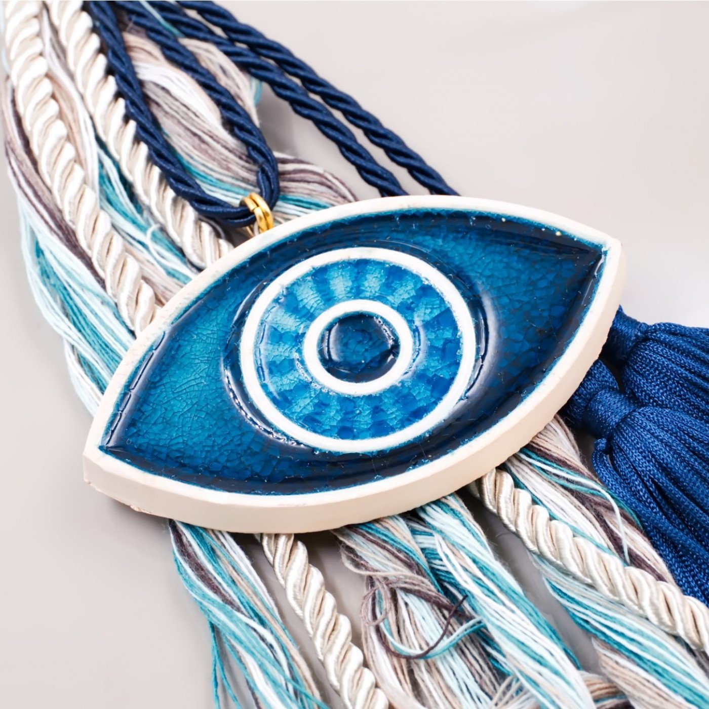 Hanging Lucky Charm with Ceramic Evil Eye & Enamel — Pendants & charms from Toolittle — additional view 2