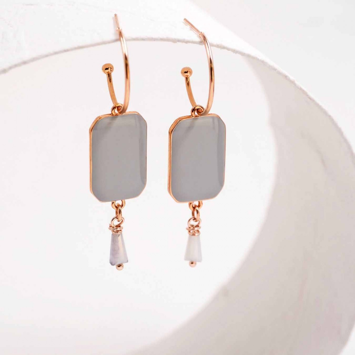 Enamel Jewelry: Rose Gold-Plated Hoop Earrings — Earrings from Toolittle — additional view 2