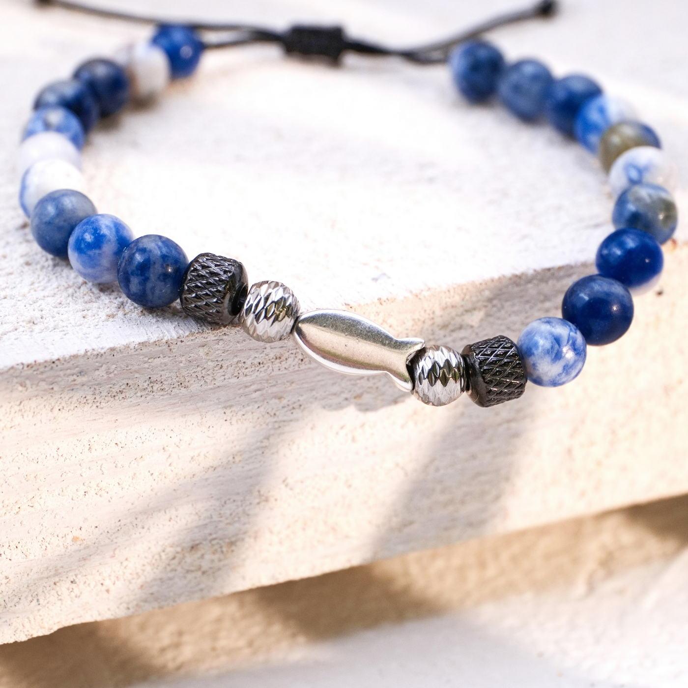 Men's Bracelet with Metal Fish